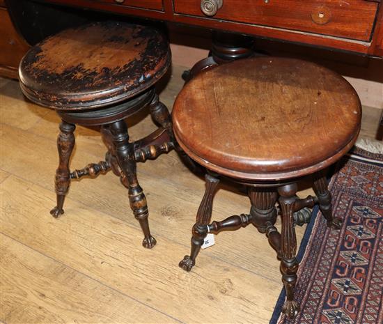 Two Victorian revolving stools, largest Diam.36cm